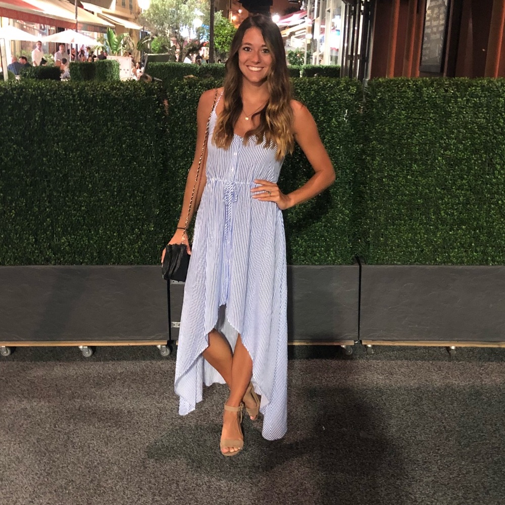 Blue and white stripe dress